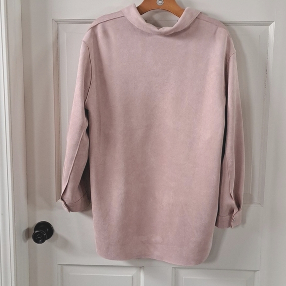 Wynne Layers Faux Suede Soft Mauve Pink Snap Buttons Pockets Cozy Jacket - Picture 6 of 9